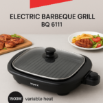 Impex BQ 6111 Electric Barbeque Grill – 1500W Non-Stick Coated Plate, Tempered Glass Lid, Variable Heat Setting – 2 Years Warranty