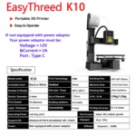 طابعة EasyThreed K10 ثلاثية الأبعاد – طابعة 3D مصغرة للمبتدئين والأطفال مع دعم خيوط PLA وTPU - Image 3