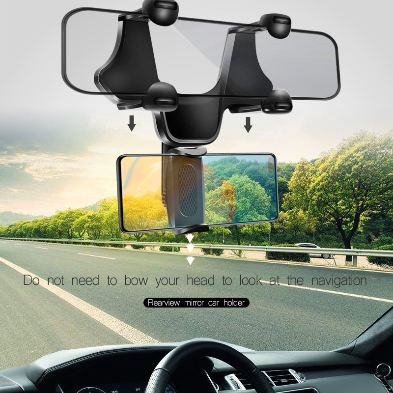 93815452-61bb-4c18-91ac-d7e31153e825.jpg Car Phone Holder Rearview Mirror Phone Holder Mount Bracket Universal Fit - Image 1
